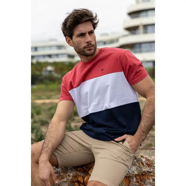 Driekleurig t-shirt Custi Mikelo, kers