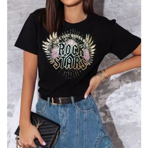 T-shirts Rock Stars, zwart, 1 maat