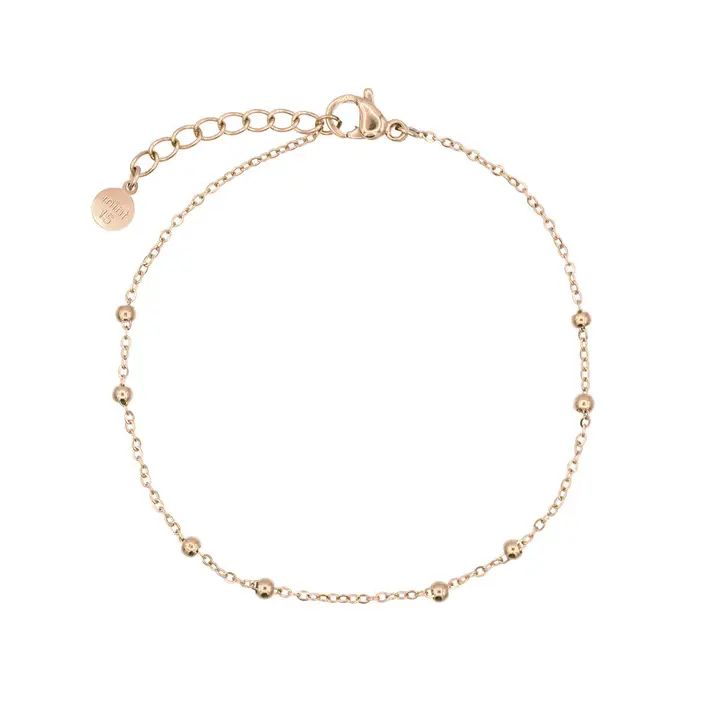 Fijne armband, chain &amp; dots, rosé goud, Mint 15