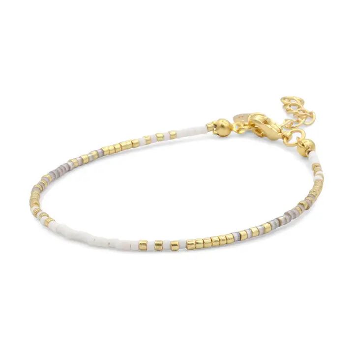 Fijne armband, wit en zand, goud, Mint 15