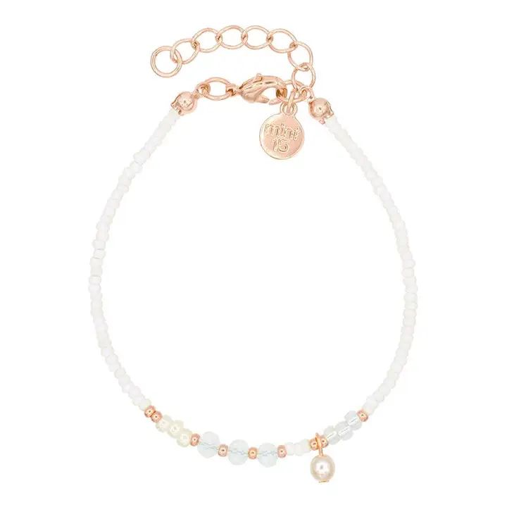 Armband, wit en parelmoer, rosé goud, Mint 15