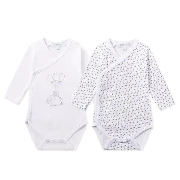 Babyromper, lange mouwen, 2-pack
