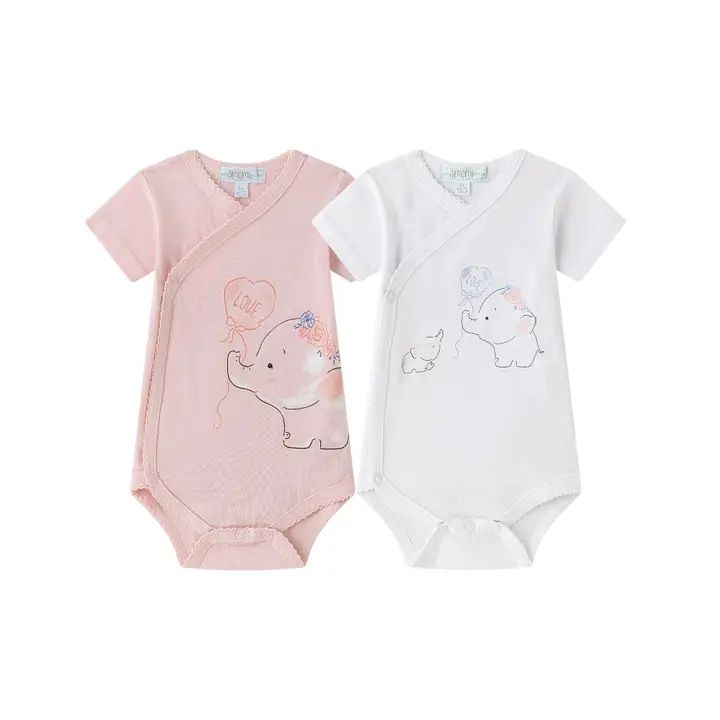 Romper, korte mouwen, met olifant