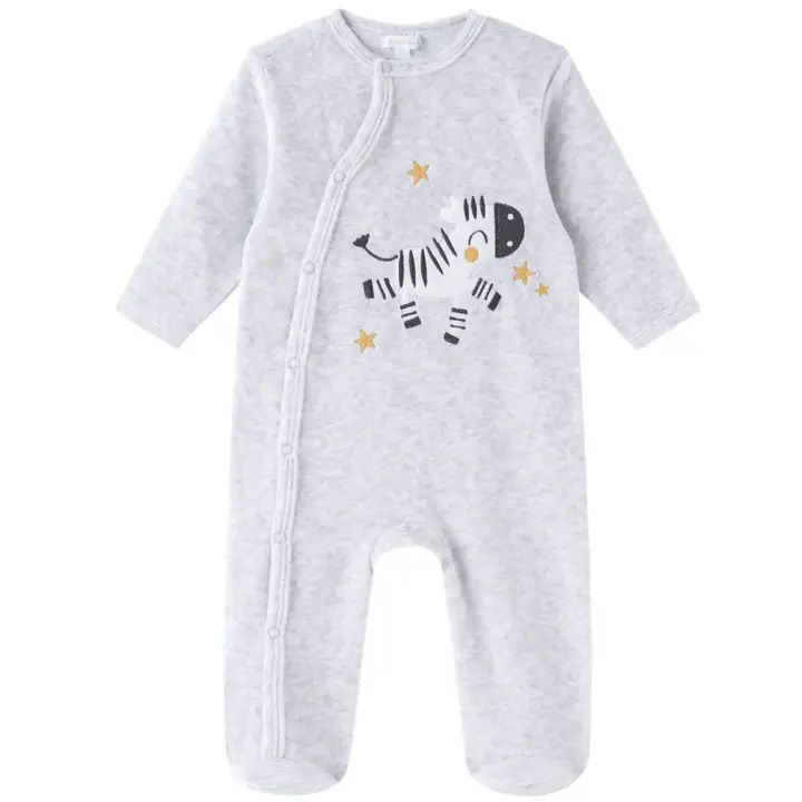 Fluwelen pyjama met voetjes, zebra