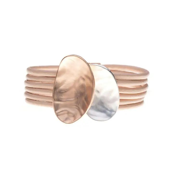 Armband, ongelijke ovalen, oud roos