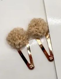 Haarspeldjes Teddy pompom, beige