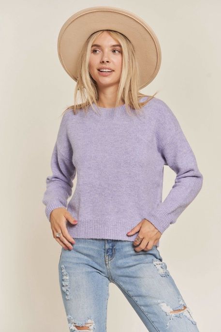 Zachte casual sweater, lavendel
