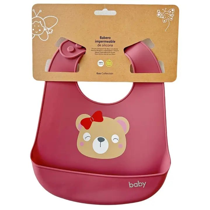 Silliconen slabbetje, 23x32cm, oud roze