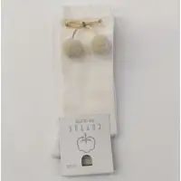Halfhoge sokken met pompom, parel