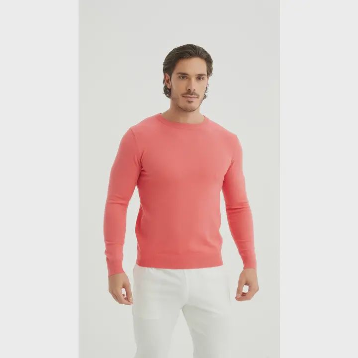Trui met ronde hals, &quot;Cashmere touch&quot;, koraal