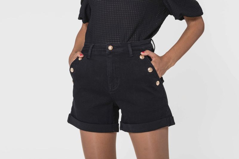 Jeansshort met hoge taille en stretch