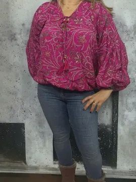 Zijden blouse, Colour: Fuchia