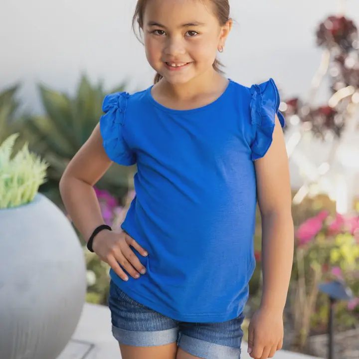Top met ruches, Colour: Blauw, Size: 3/4j
