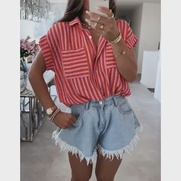 katoenen mousseline blouse, rood
