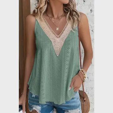 Zomertop met V-hals/groen