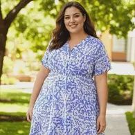 Jurk met print blauw