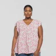 Rode bloemenprint top