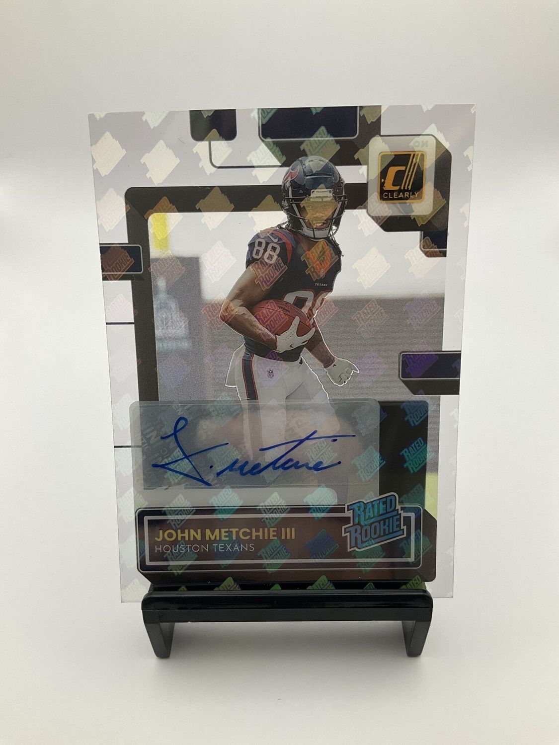 2022 CLEARLY DONRUSS JOHN METCHIE lll RATED ROOKIE AUTO LOGO HOLO