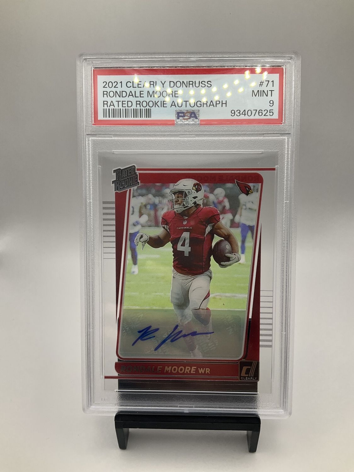 RONDALE MOORE 2021 CLEARLY DONRUSS RATED ROOKIE AUTOGRAPH Psa 9