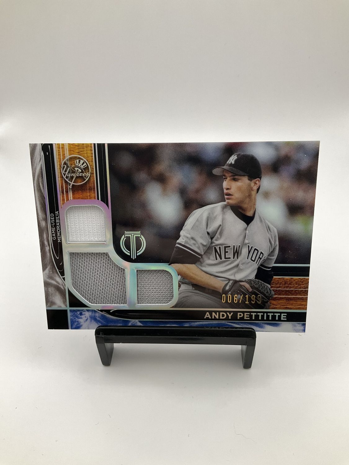 2022 Topps Tribute Andy Pettitte Triple Game Used Jersey 006/199