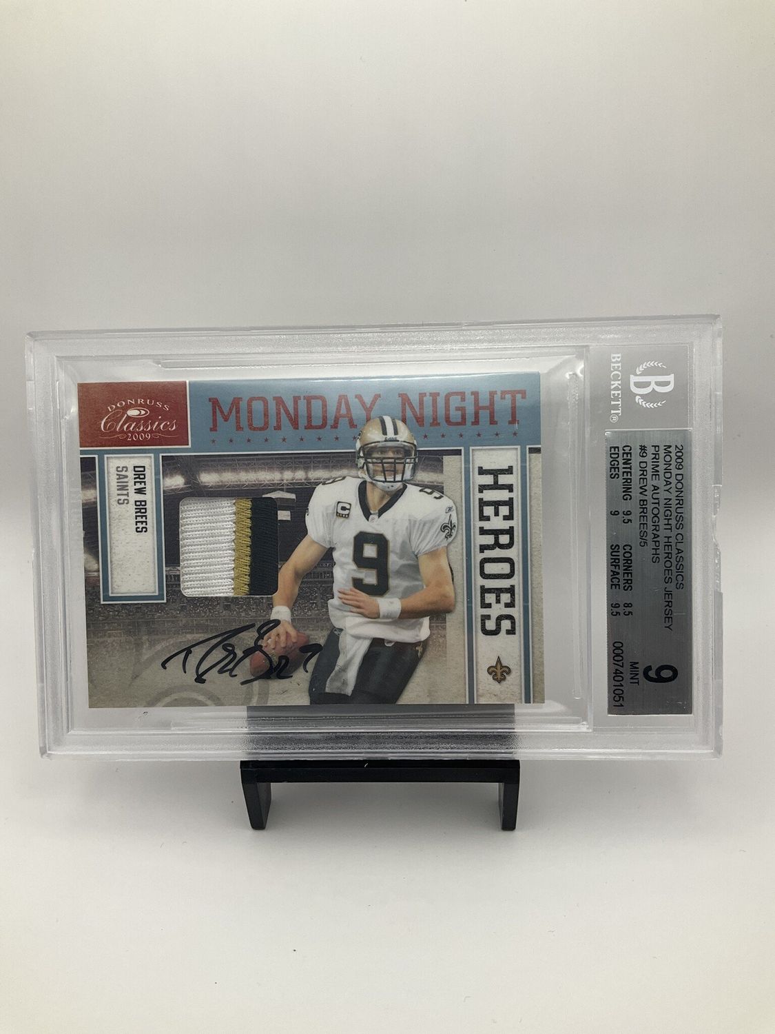 Drew Brees 2009 Donruss Classics Monday Night Heroes 2/5 Patch Auto