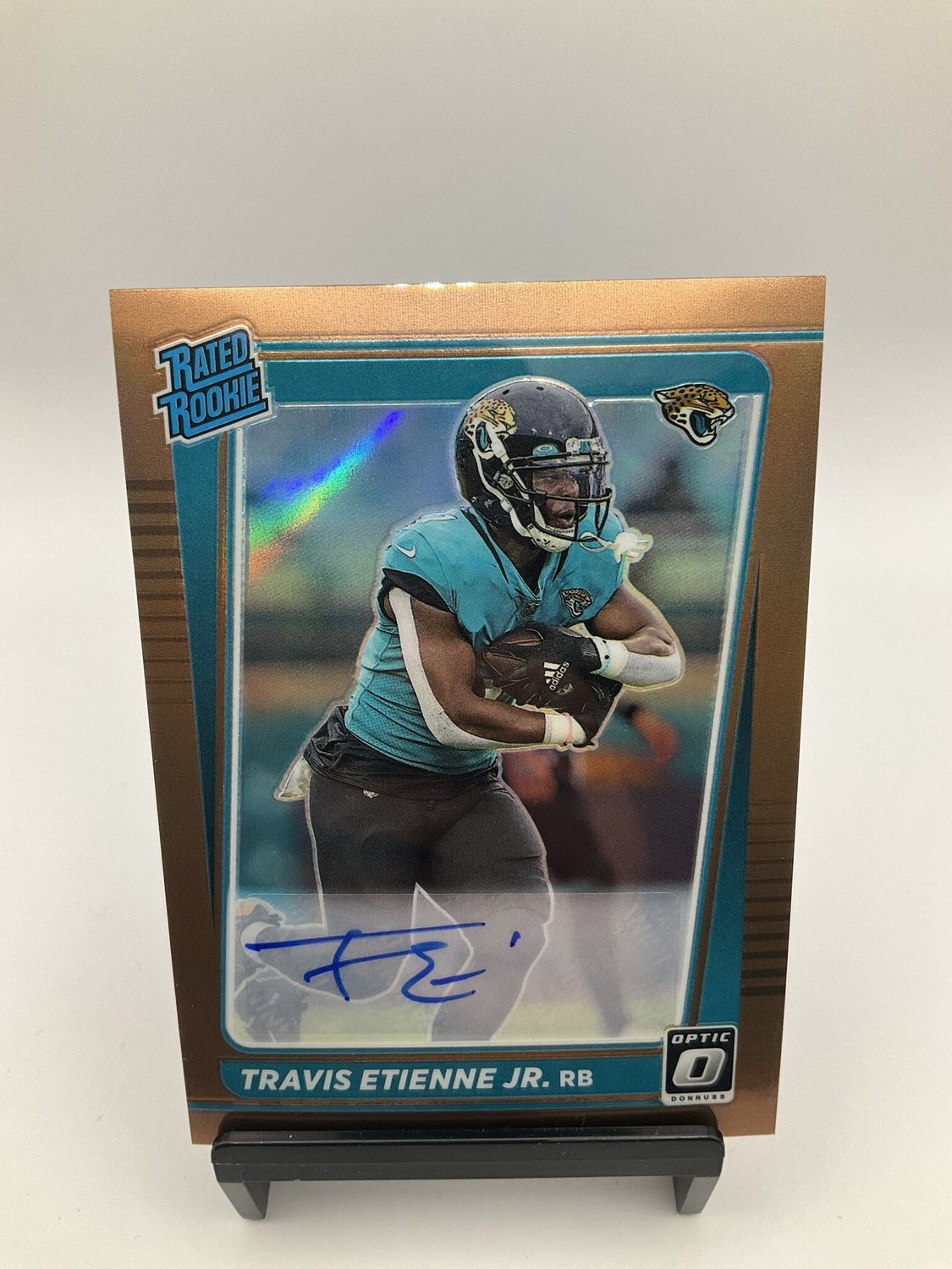 2021 Donruss Optic Bronze Prizm Travis Etienne Jr. RC Rookie AUTO Jaguars