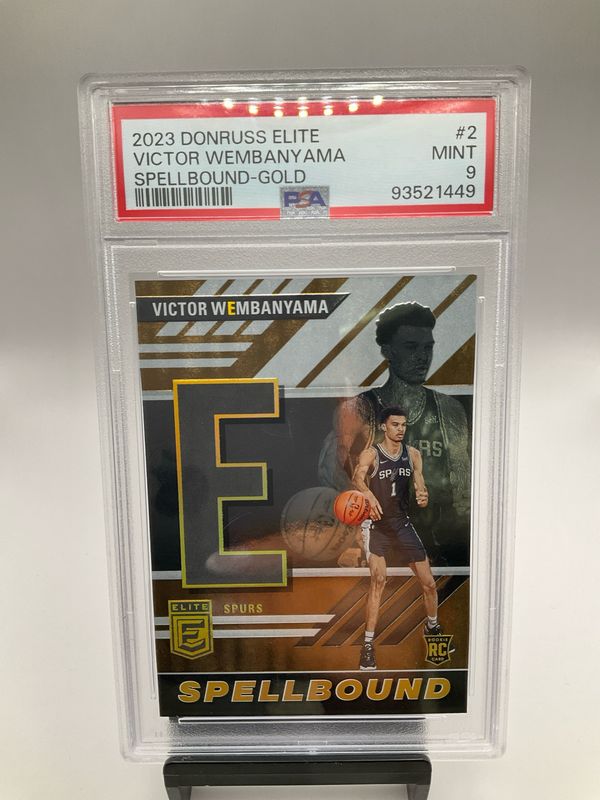 2023 DONRUSS ELITE SPELLBOUND VICTOR WEMBANYAMA GOLD /10 PSA 9