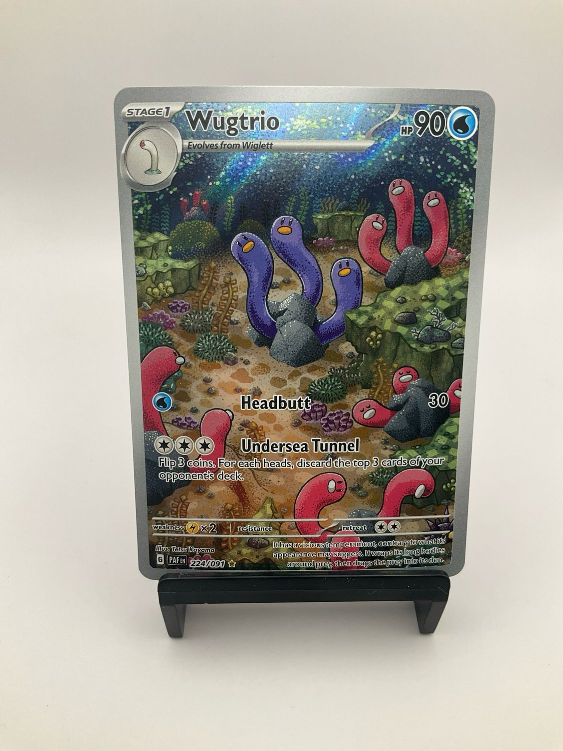 2024 Pokemon Wugtrio 224/091 Illustration Rare Holo Pokemon Paldean Fates