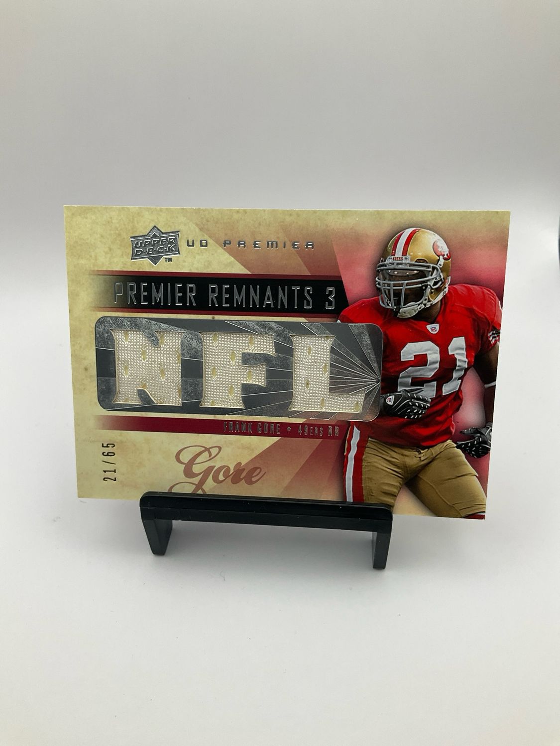 2008 UPPER DECK PREMIER REMNANTS FRANK GORE PATCH 21/65 NO.PR3-FG