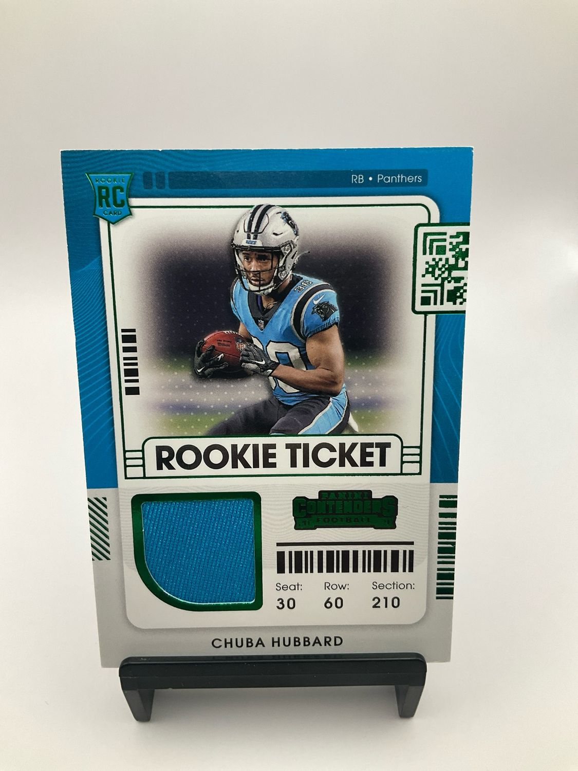 2021 Contenders Chuba Hubbard Green Rookie Ticket Patch