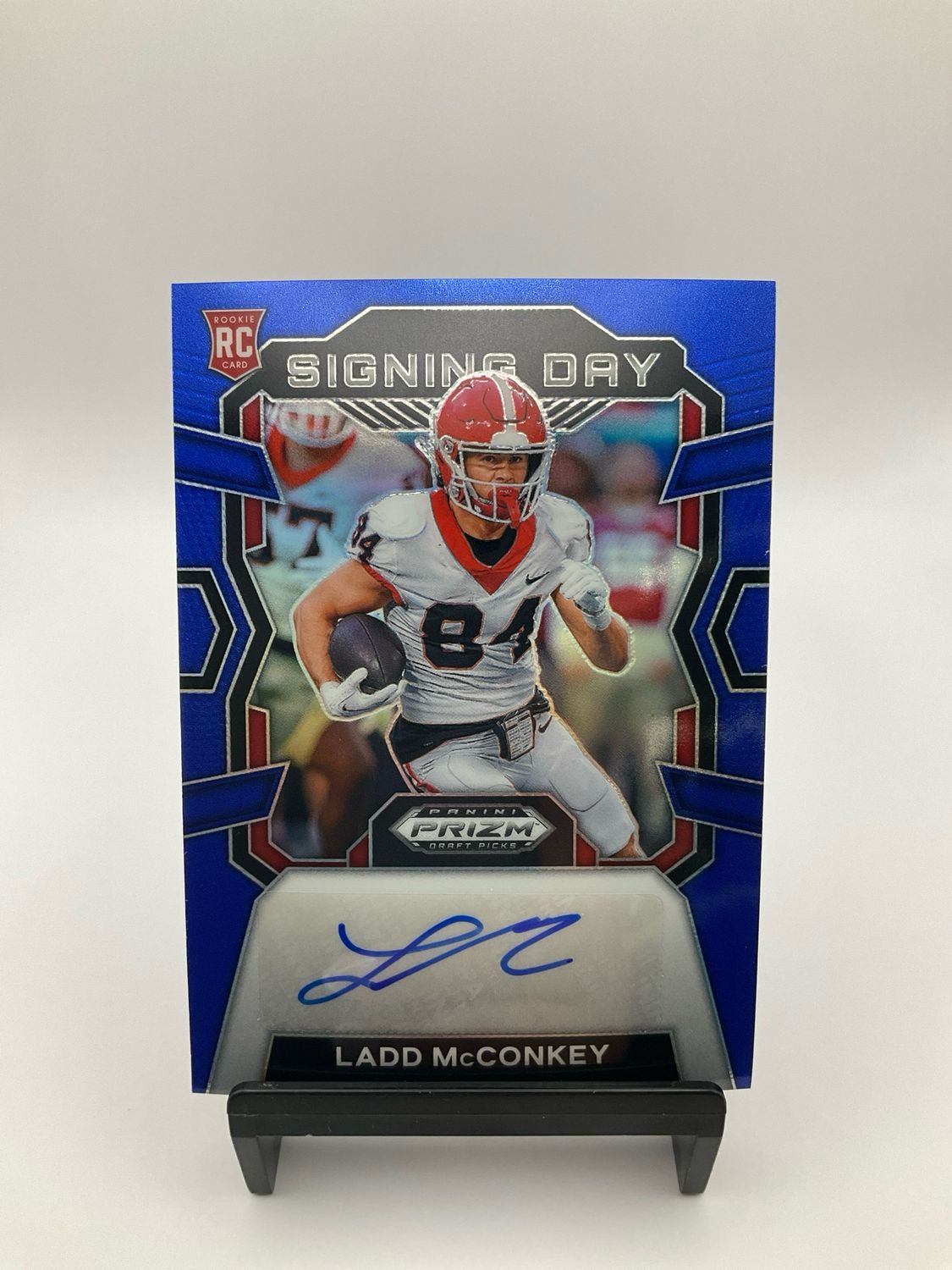 2024 Panini Prizm Draft Ladd McConkey Signing Day Blue Auto /149 RC