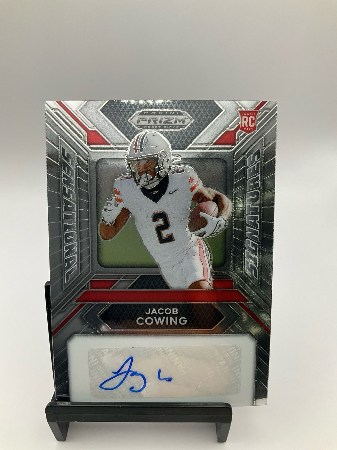 2024 PRIZM DRAFT PICKS JACOB COWING SENSATIONAL SIGNATURES AUTO