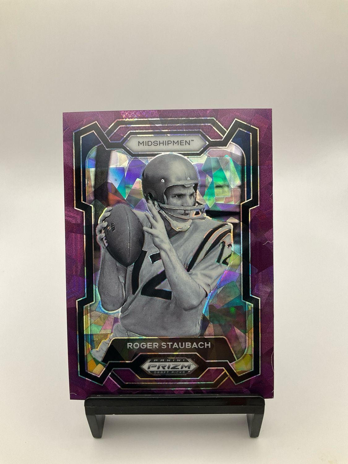 2024 PRIZM DRAFT PICKS ROGER STAUBACH PURPLE CRACKED ICE /149