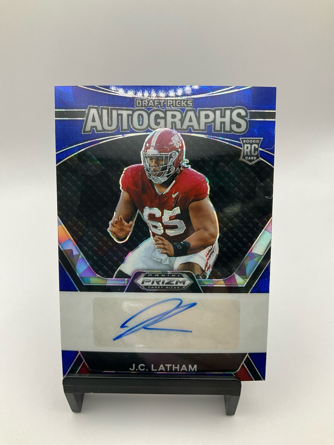 2024 Prizm Draft Picks J.C. Latham RC Draft Picks Blue Auto /75
