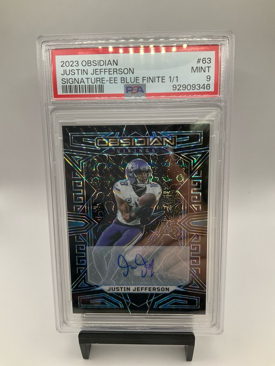 2023 OBSIDIAN JUSTIN JEFFERSON SIGNATURE BLUE FINITE 1/1 AUTO
