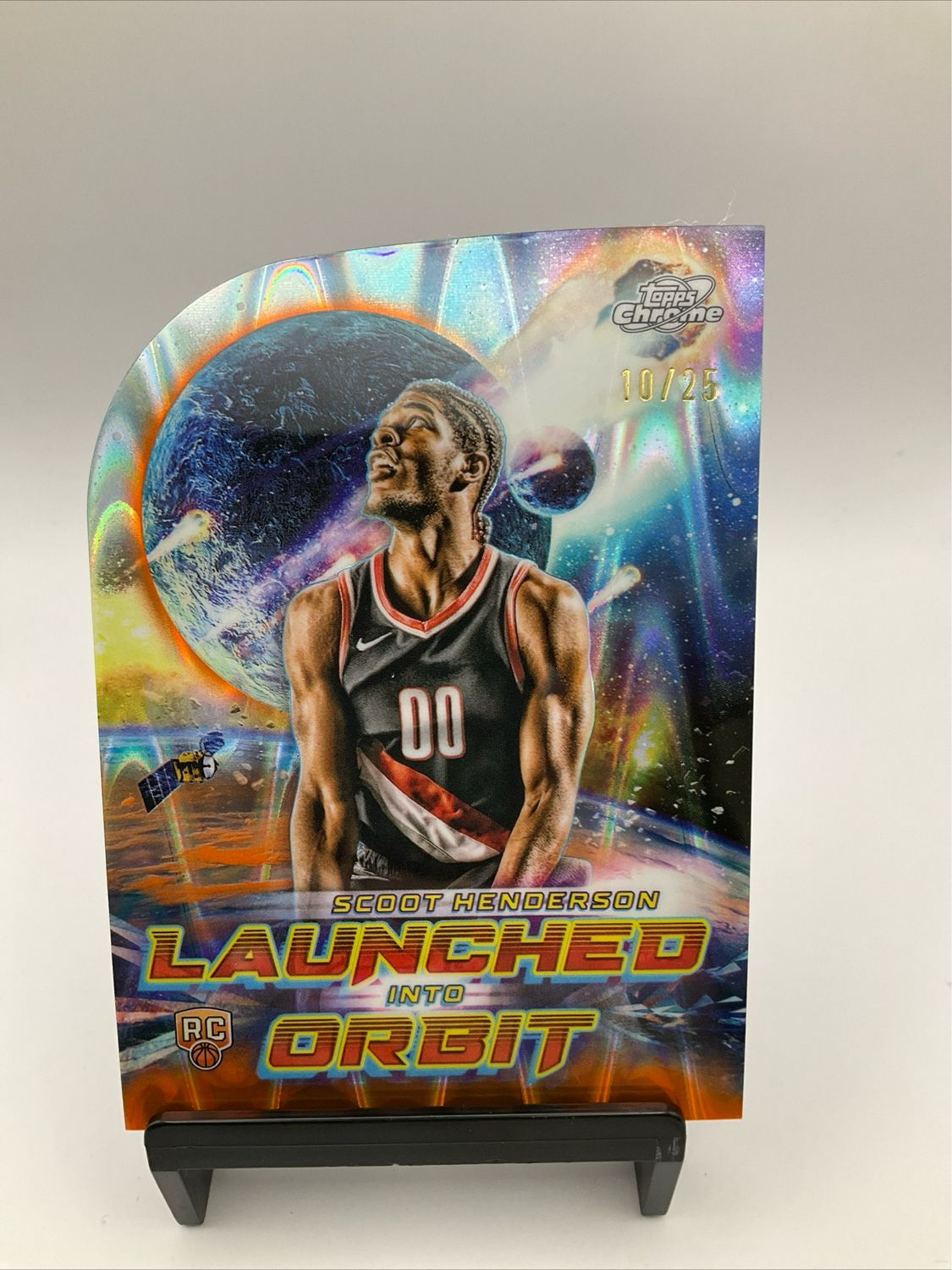 2024 Topps Chrome Cosmic Scoot Henderson Launched Into Orbit Orange Galactic /25