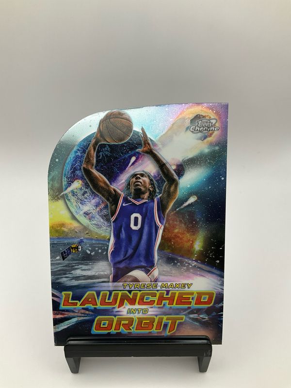 2024 Topps Chrome Cosmic Basketball Tyrese Maxey Launched Into Orbit Die Cut