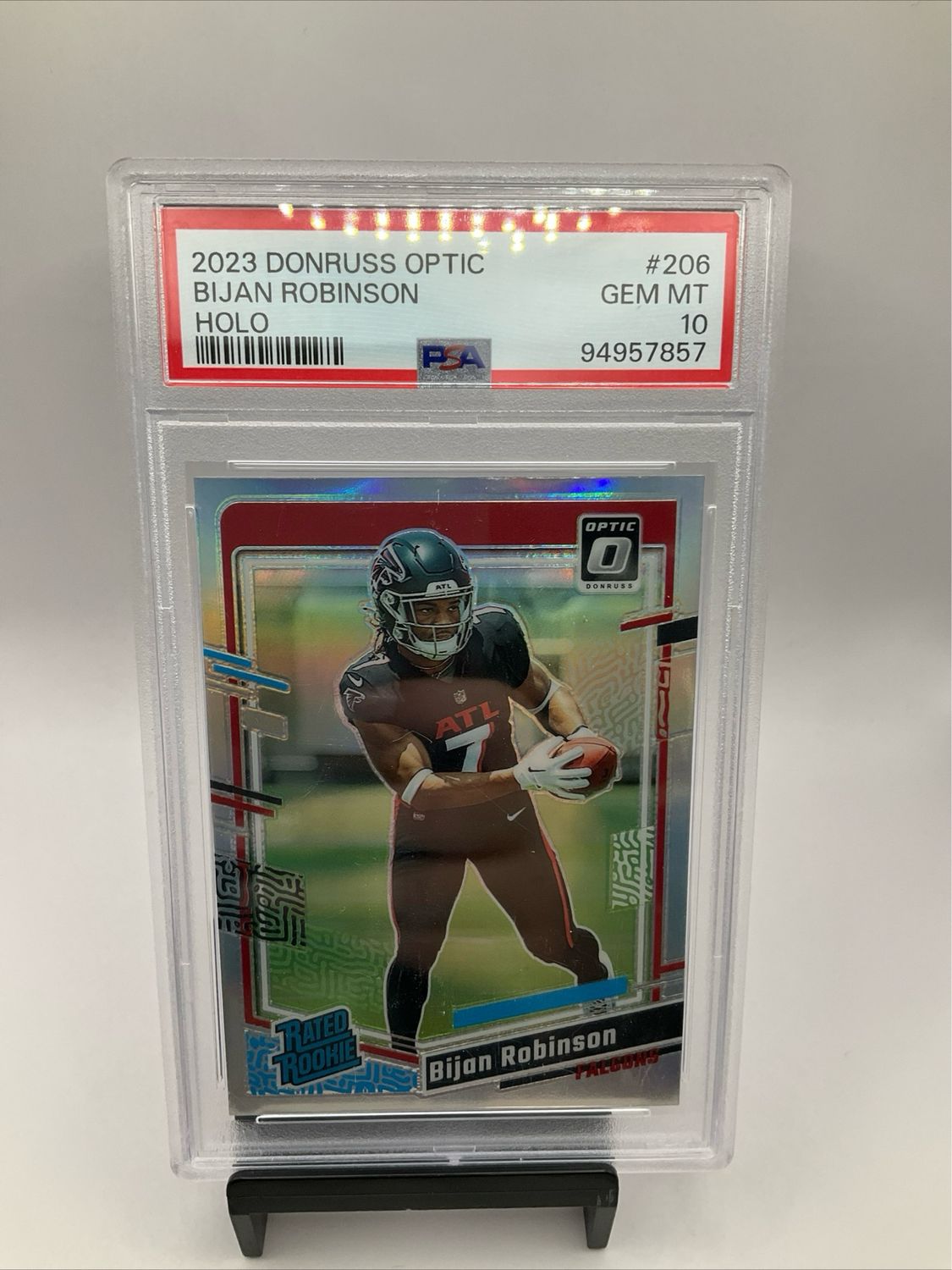 BIJAN ROBINSON - 2023 DONRUSS OPTIC - HOLO #206 RC ROOKIE - PSA 10 GEM MINT