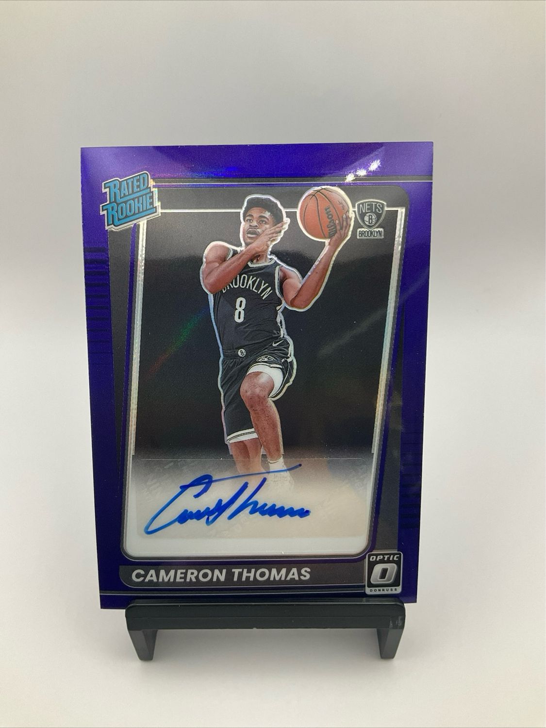 2021-22 CAMERON CAM THOMAS Donruss Optic PURPLE PRIZM Auto Rookie Card #153
