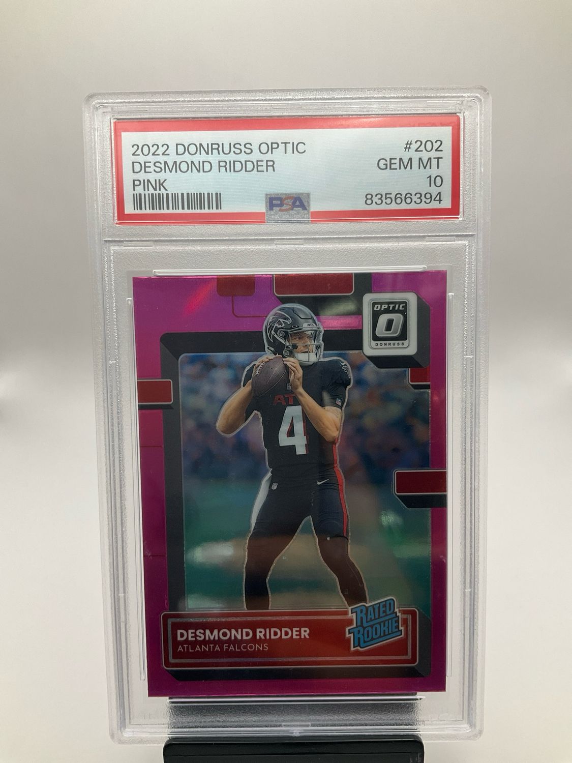 2022 Panini Donruss Optic - Rated Rookie Pink Prizm #202 Desmond Ridder psa 10