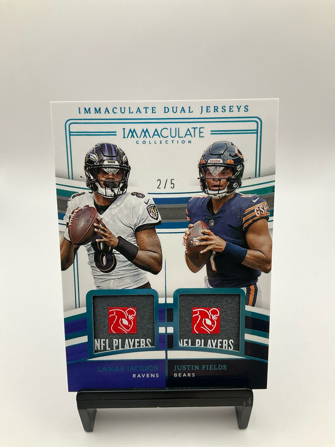 Lamar Jackson Justin Fields 2023 Immaculate Football Dual Laundry Tag Patch 2/5