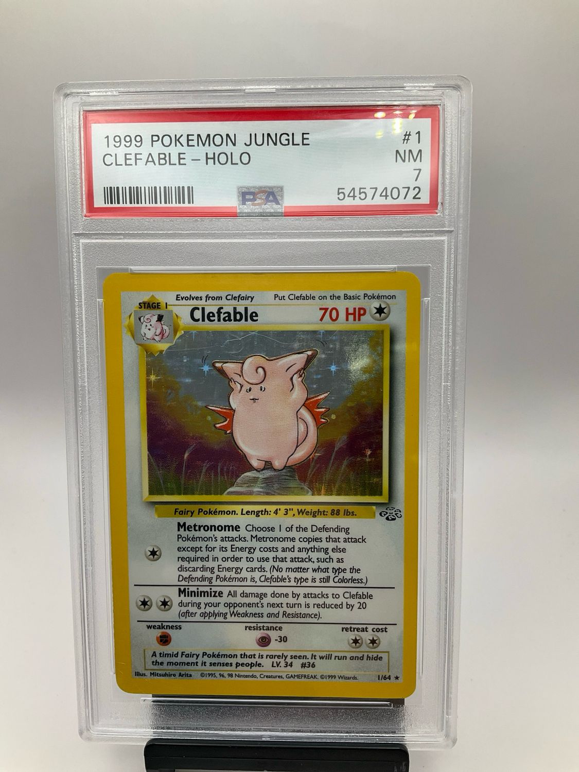 1999 POKEMON JUNGLE CLEFABLE HOLO PSA 7