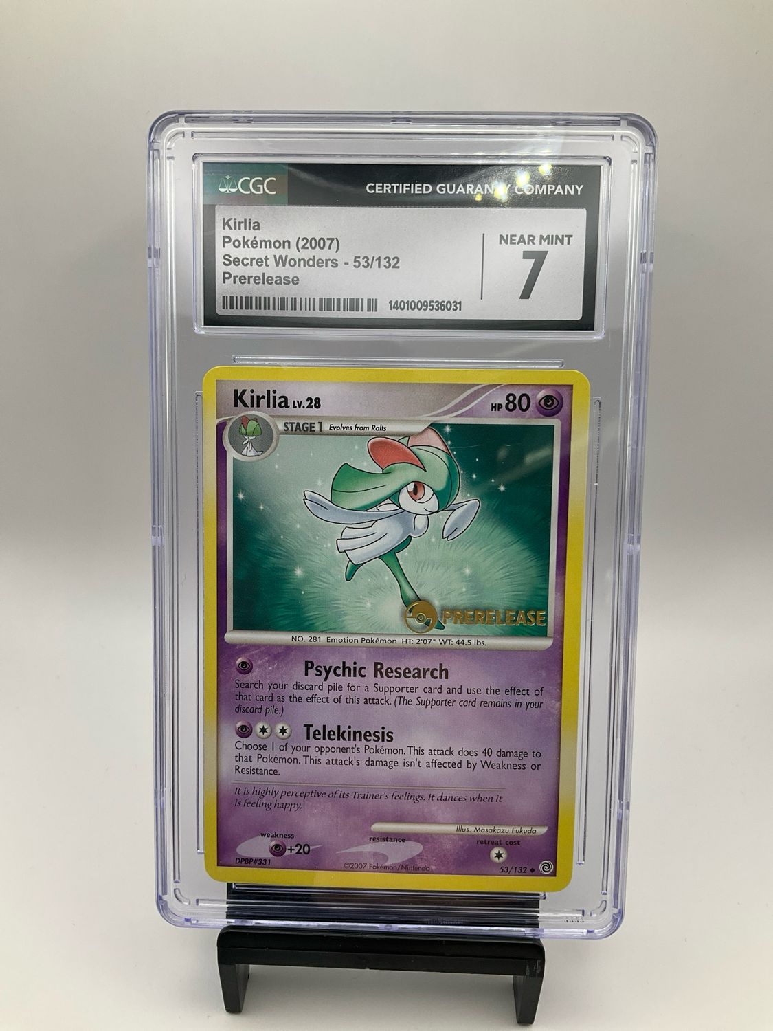 2007 POKEMON KIRLIA 53/132 PRE RELEASE CGC 7