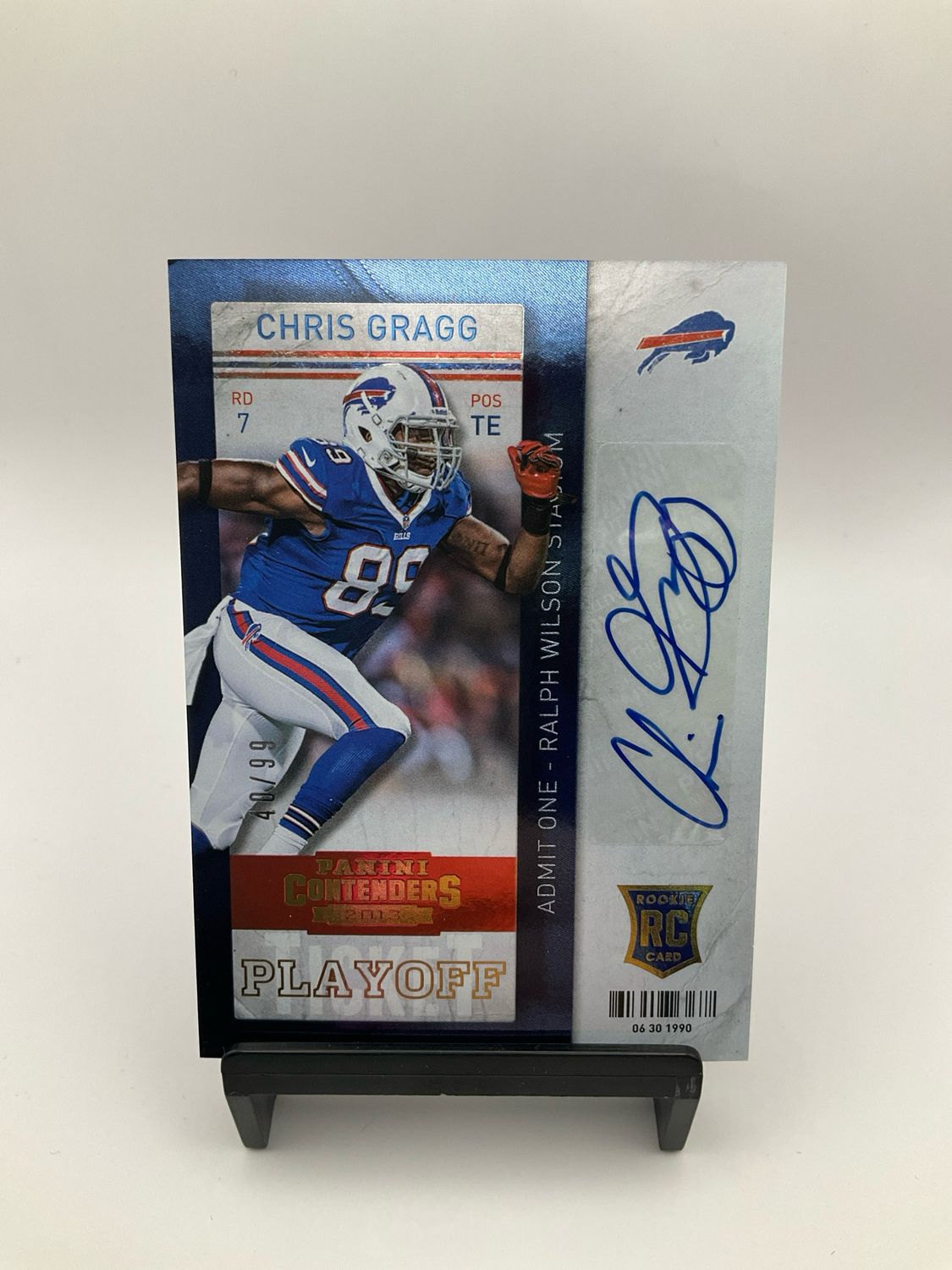 2013 CONTENDERS PLAYOFF TICKET AUTO CHRIS GRAGG 40/99