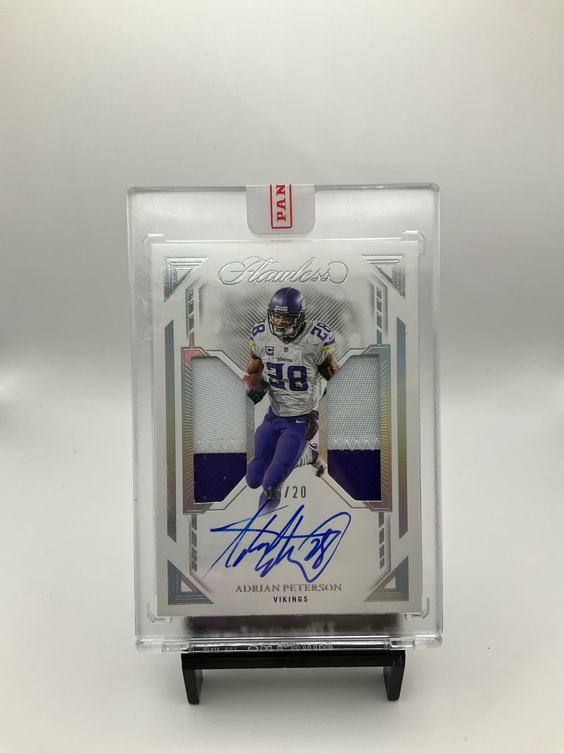 2023 FLAWLESS SILVER ADRIAN PETERSON DUAL PATCH AUTO 16/20