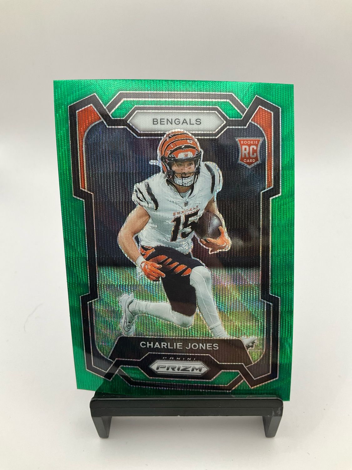 CHARLIE JONES 2023 Panini Prizm Green Wave Rookie RC #317 Bengals