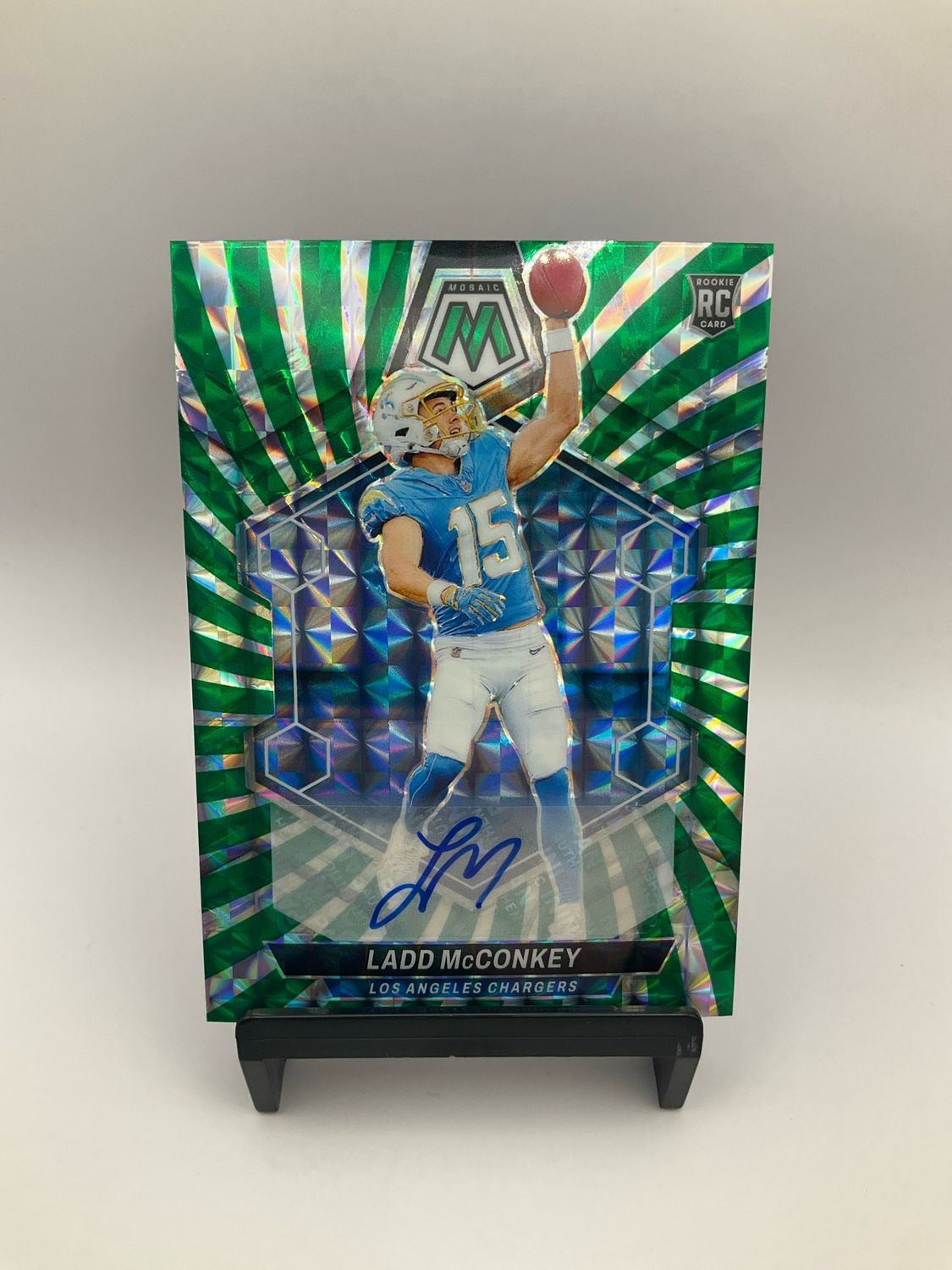 2024 Panini Mosaic Ladd McConkey FOTL Swirl Rookie Auto /15 No 334