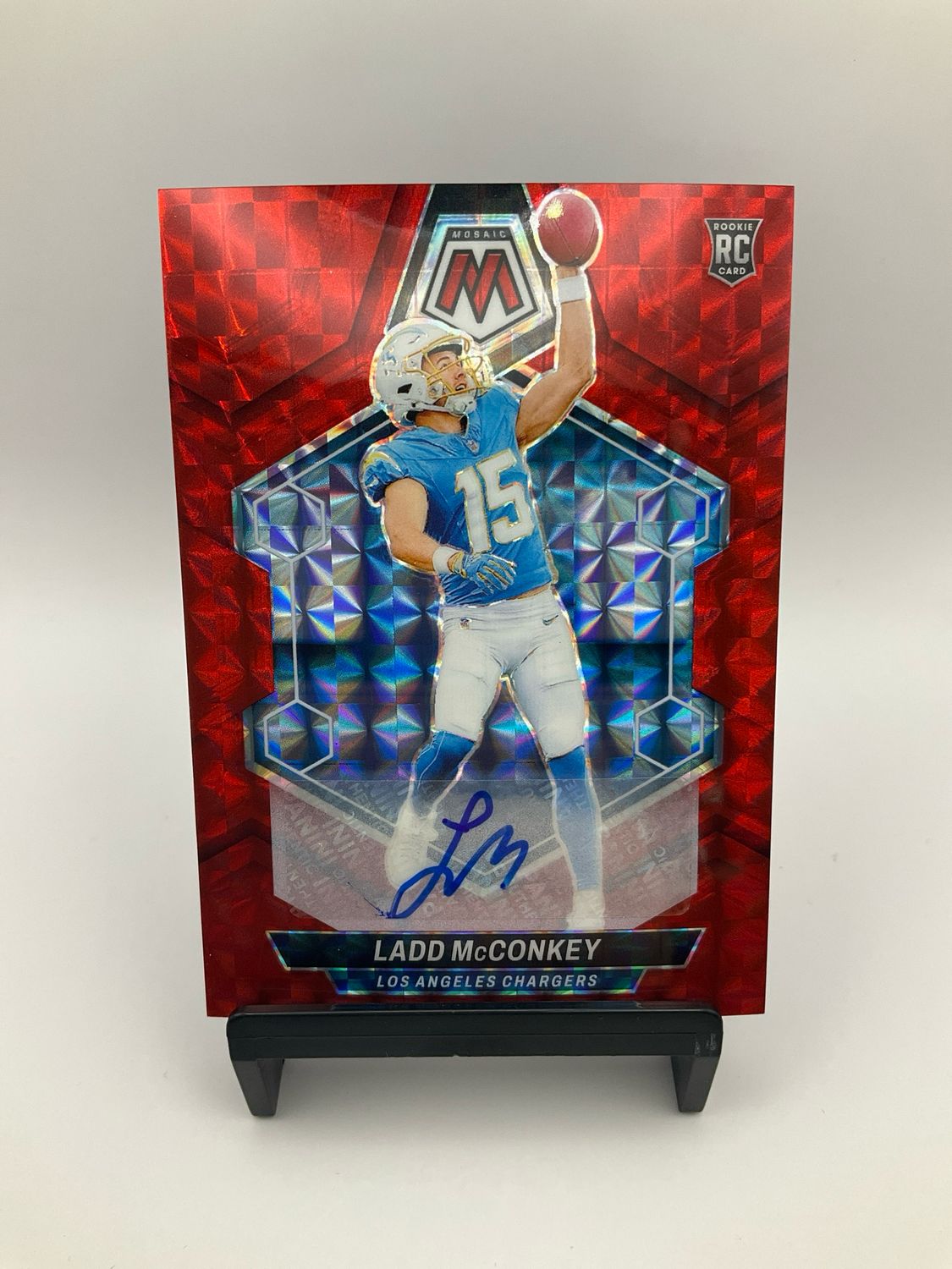 2024 Mosaic Ladd McConkey Red Mosaic Rookie Auto Autograph RC #170/199
