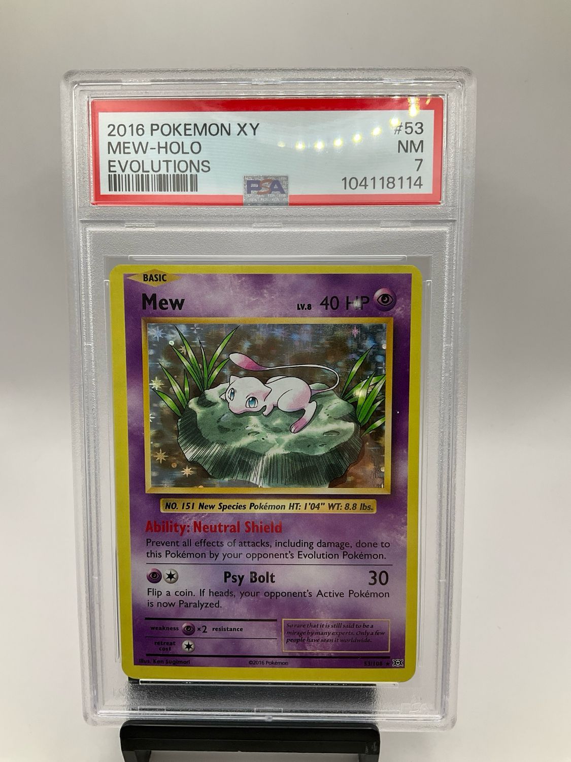 2016 POKEMON XY EVOLUTIONS #53 MEW-HOLO PSA 7