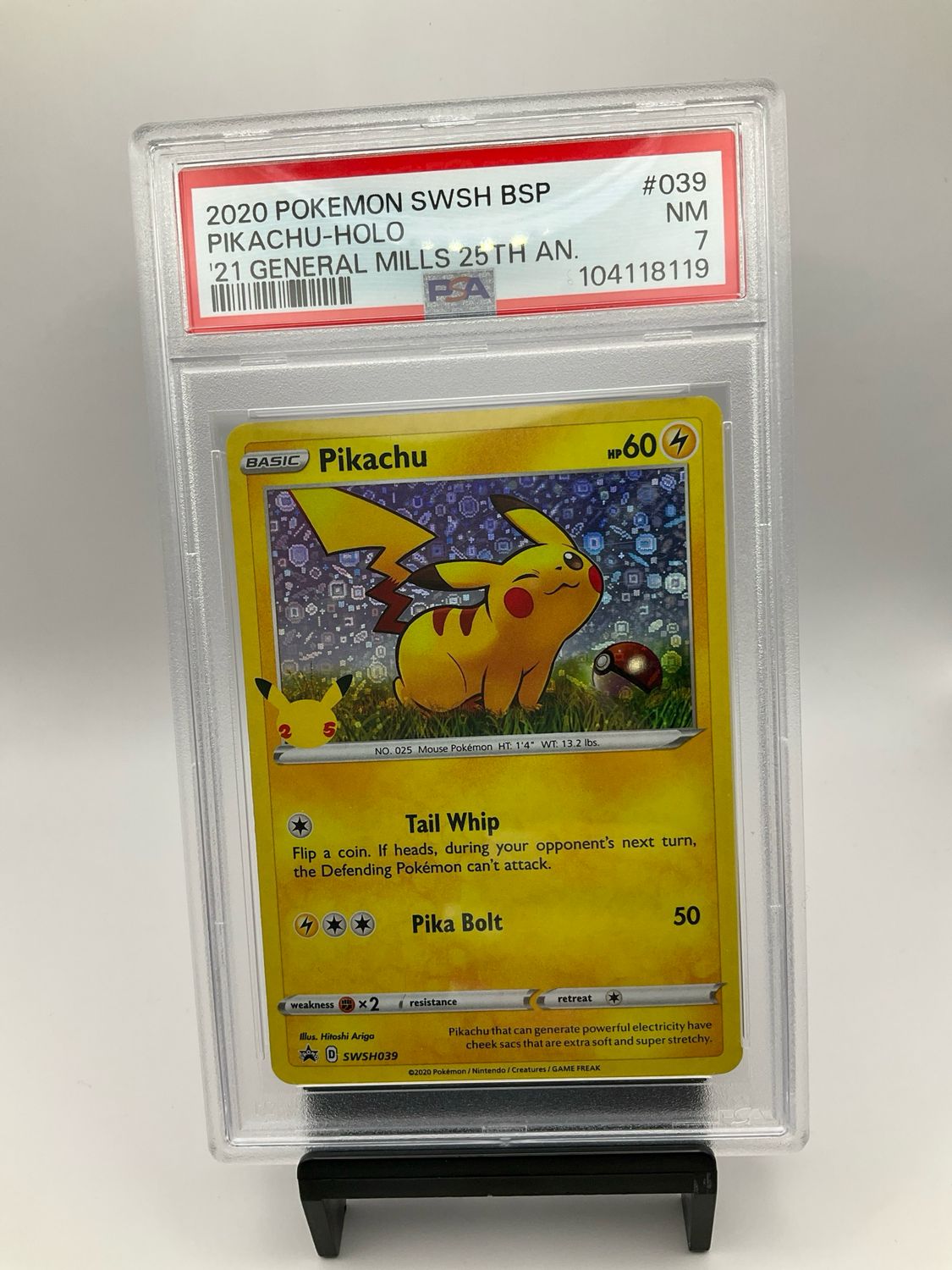 2020 Pokemon Promo General Mills 25th #039 Pikachu HOLO PSA 7